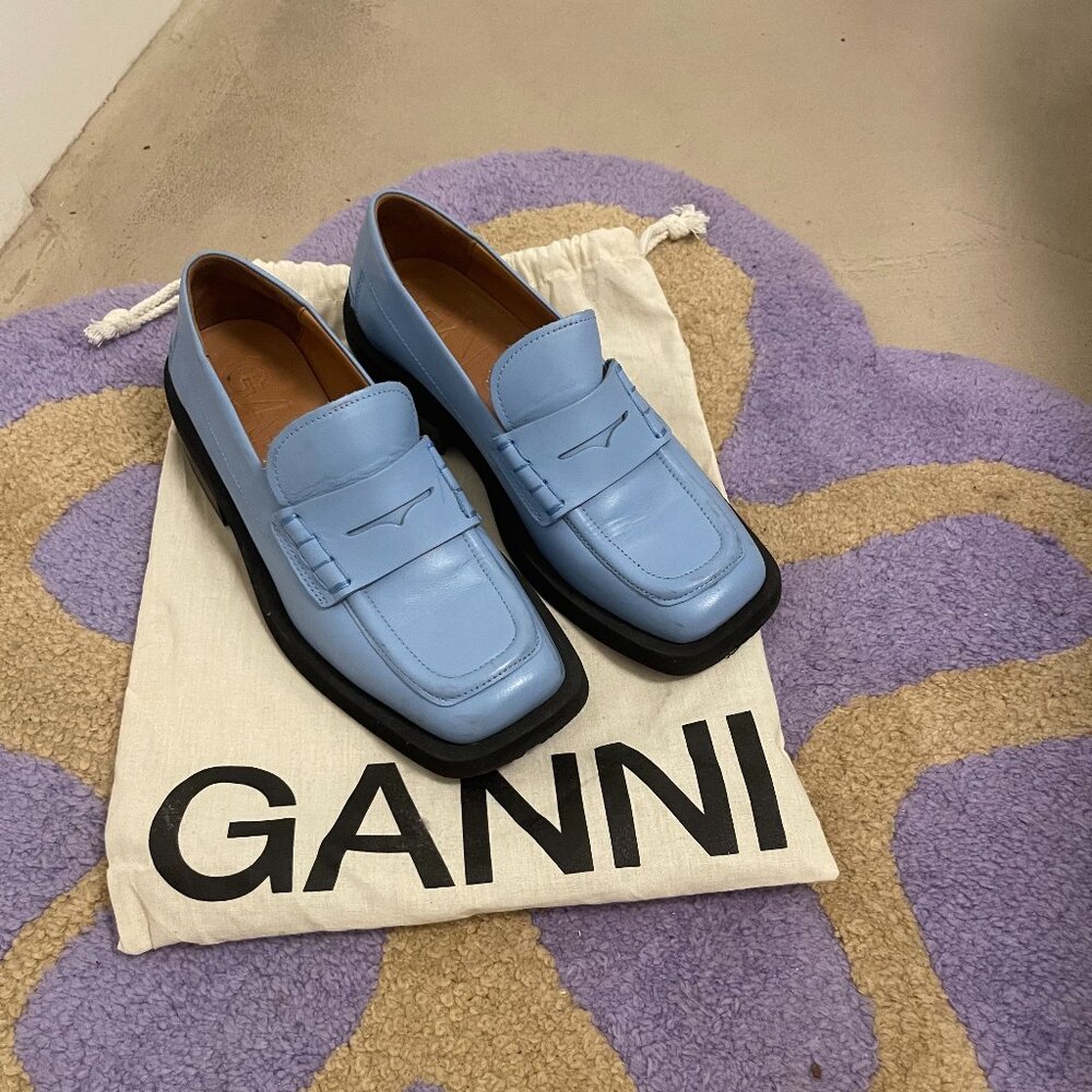 Blue Leather Loafers